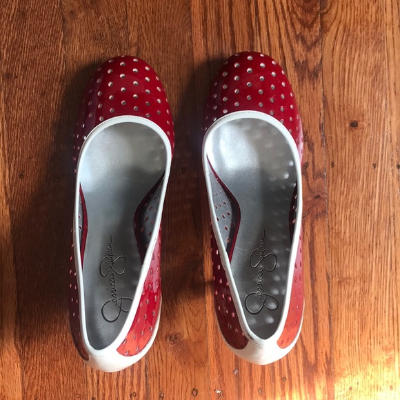 Jessica Simpson red and white heels size 7.5 - Picture 3 of 5